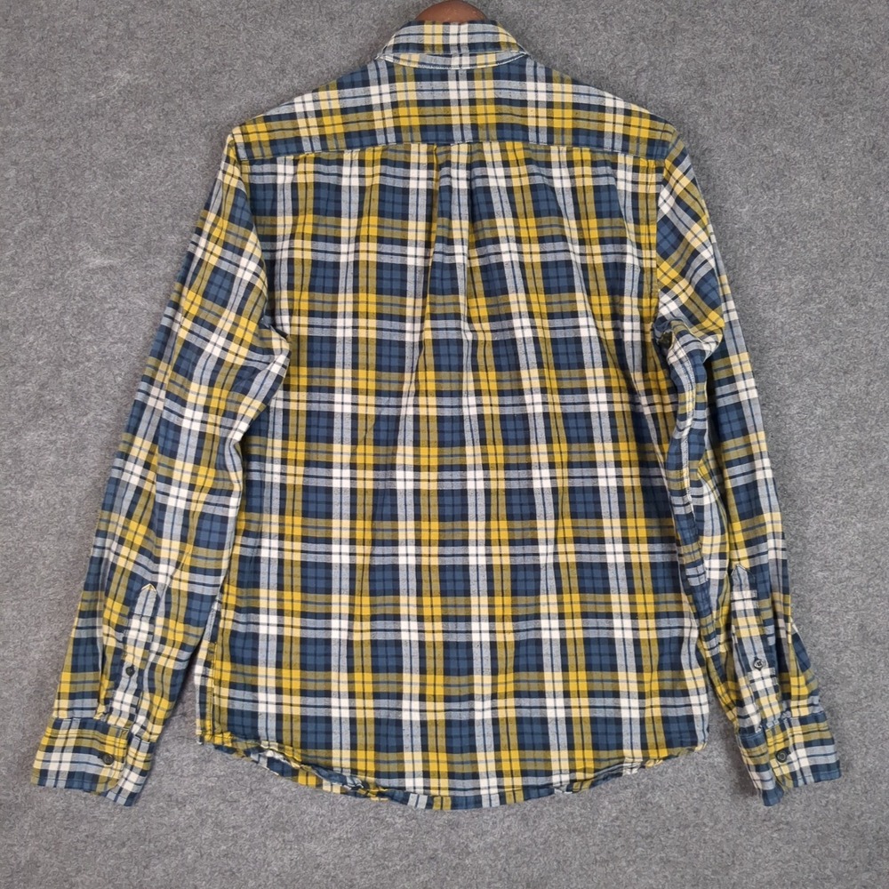Gap Mens Plaid‎ Flannel Button Down Shirt Blue Yellow White Small Long Sleeve - Picture 7 of 11